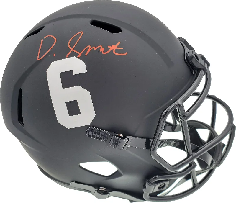 Vintage Football Helmet-Devonta Smith Autographed Alabama Crimson Tide Eclipse Black Full Size Replica Speed Helmet Beckett BAS Stock #191975