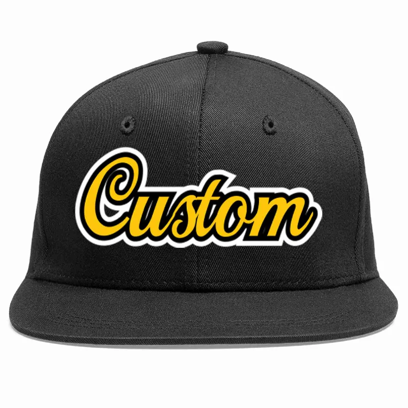 Skateboarding Baseball Cap-Custom Black Gold-Black Casual Sport Baseball Cap