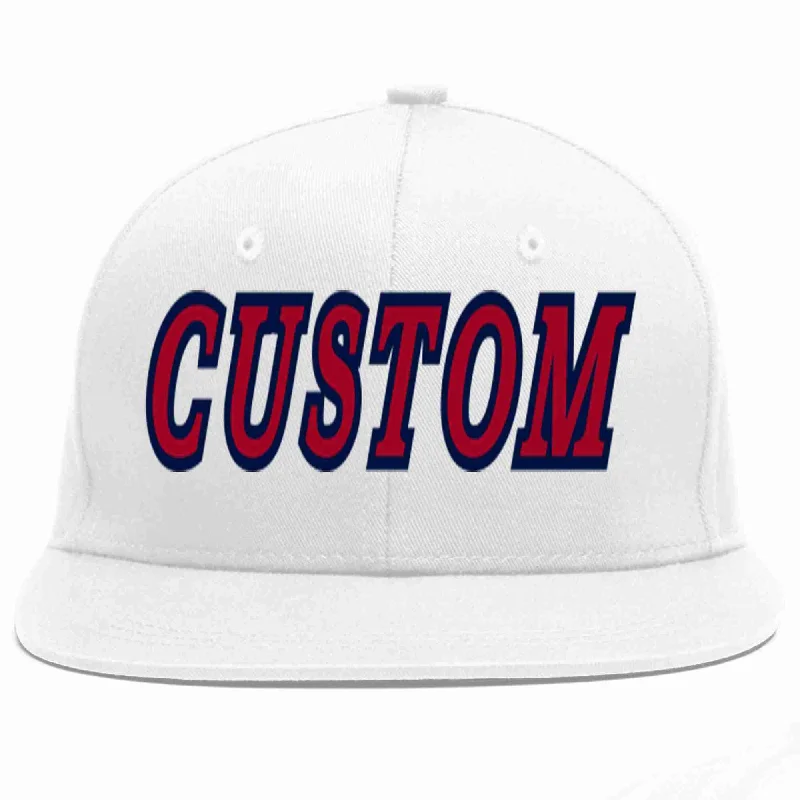 Color Block Baseball Cap-Custom White Red-Navy Casual Sport Baseball Cap