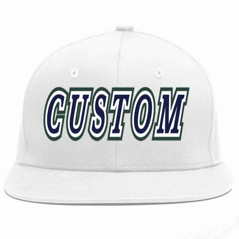 Mesh Baseball Cap-Custom White Navy-White Casual Sport Baseball Cap