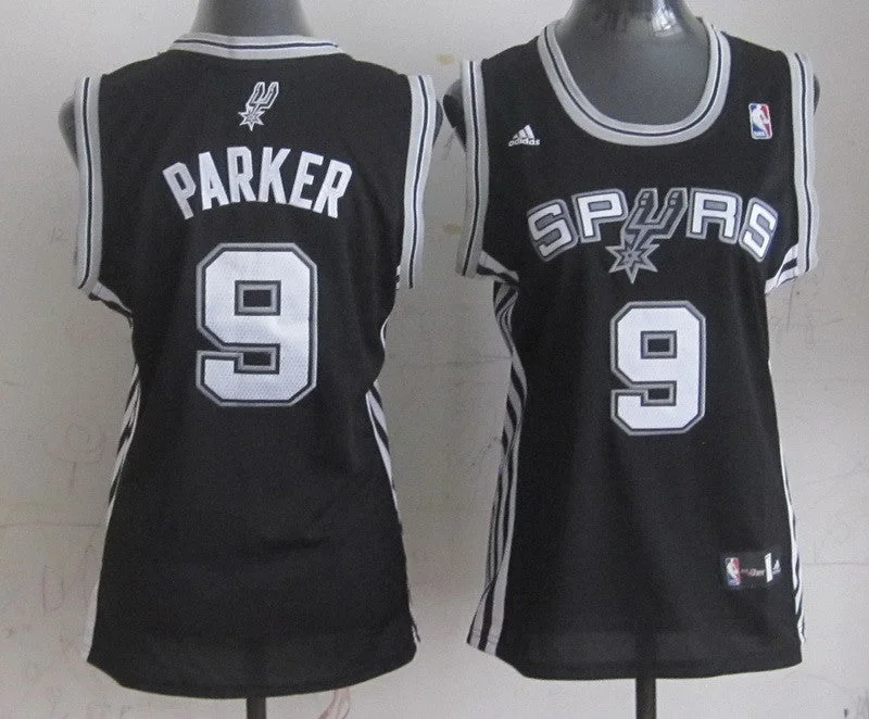 Replica Basketball Jersey-Spurs 9 Parker Black Women Basketball Jersey