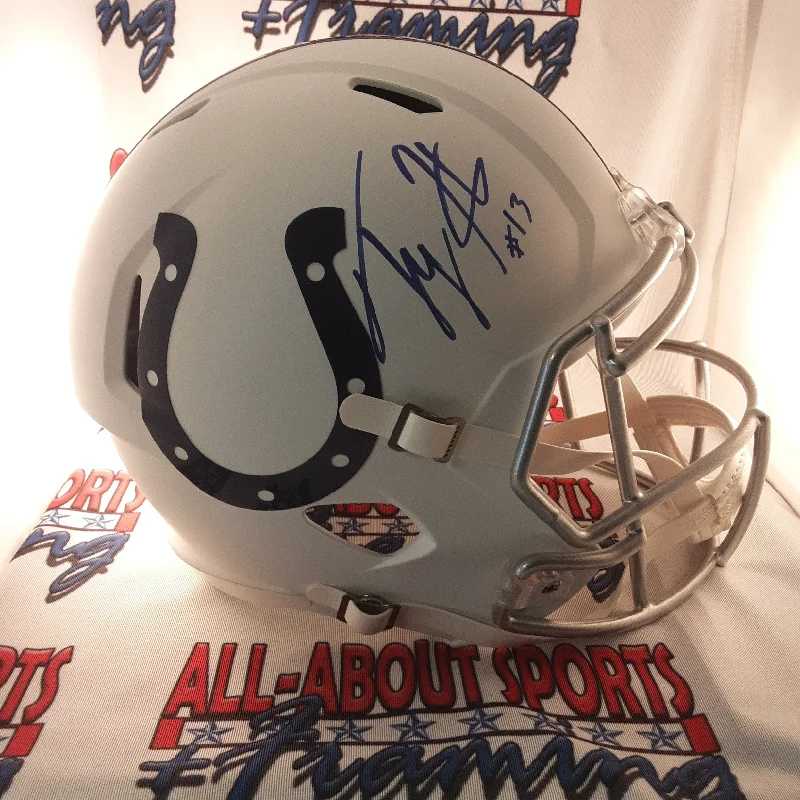 Carbon Fiber Football Helmet-TY Hilton Authentic Signed autographed Full Size Replica Helmet JSA