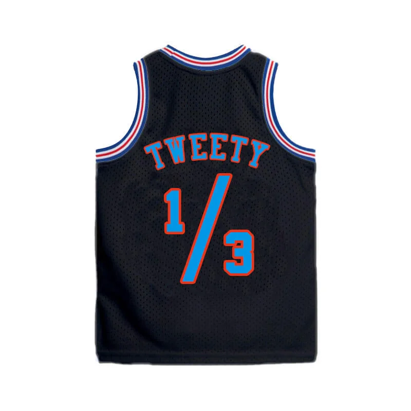 Polyester Basketball Jersey-Tweety Space Jam Jersey Youth - Black Tune Squad Jersey