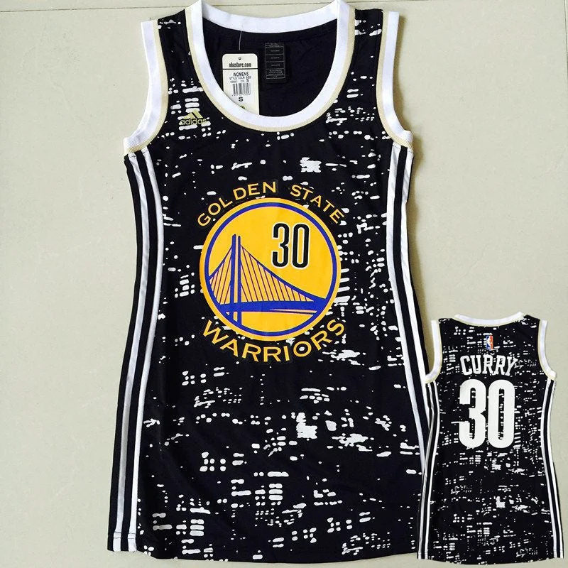 NCAA Basketball Jersey-Warriors 30 Stephen Curry Black City Luminous Women Basketball Jersey