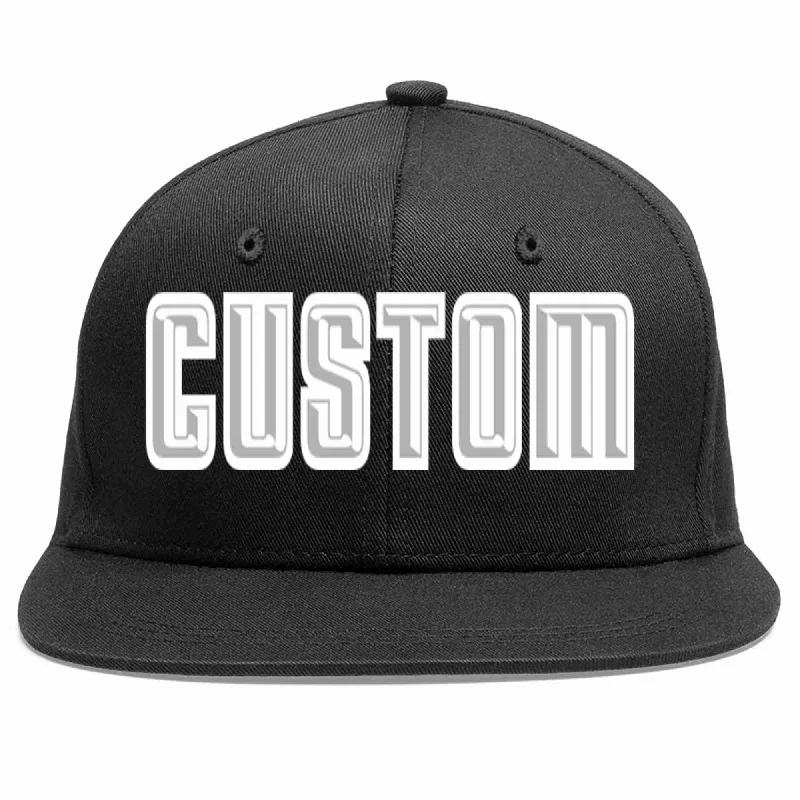 Lightweight Baseball Cap-Custom Black Gray-White Casual Sport Baseball Cap