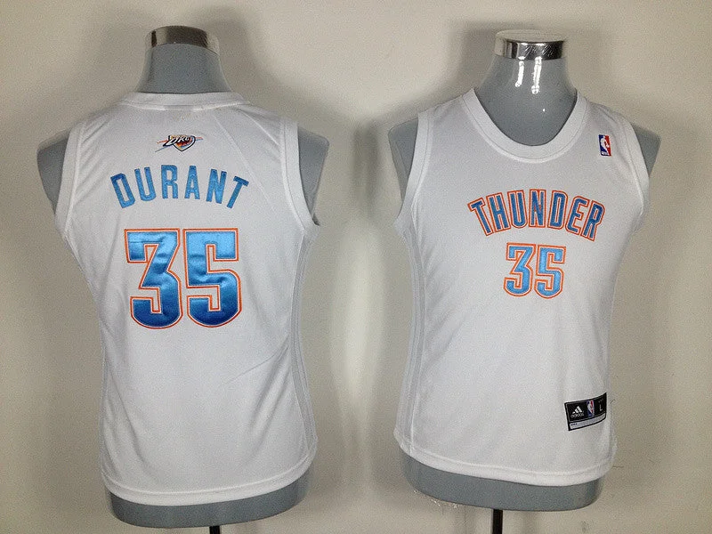 Brown Basketball Jersey-Thunders 35 Durant White New Fabric Women Basketball Jersey