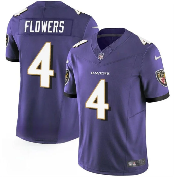 Throwback Soccer Jersey-Men's Baltimore Ravens #4 Zay Flowers Purple 2023 F.U.S.E. Limited Football Stitched Jersey