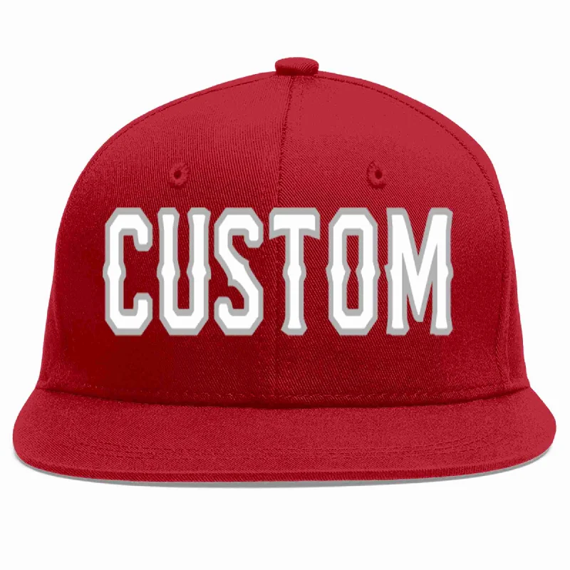 High Crown Baseball Cap-Custom Red White-Gray Casual Sport Baseball Cap