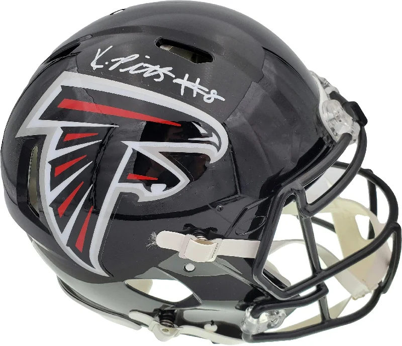 Bluetooth Football Helmet-Kyle Pitts Autographed Atlanta Falcons Black Full Size Authentic Speed Helmet Beckett BAS QR Stock #194411