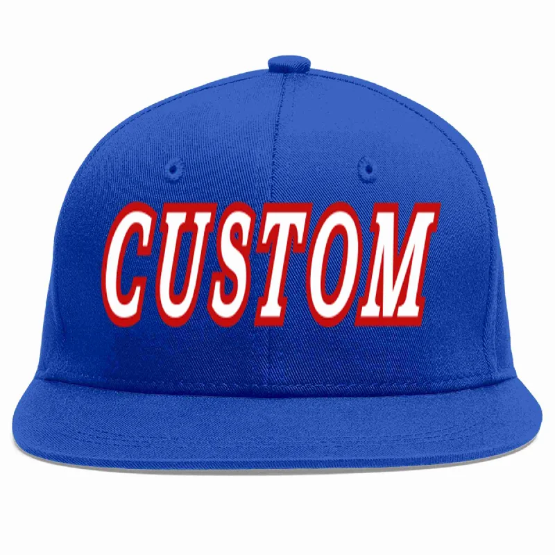 Durable Baseball Cap-Custom Royal White-Red Casual Sport Baseball Cap