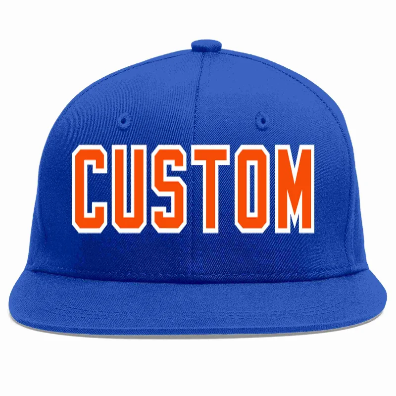 Snapback Baseball Cap-Custom Royal Orange-White Casual Sport Baseball Cap