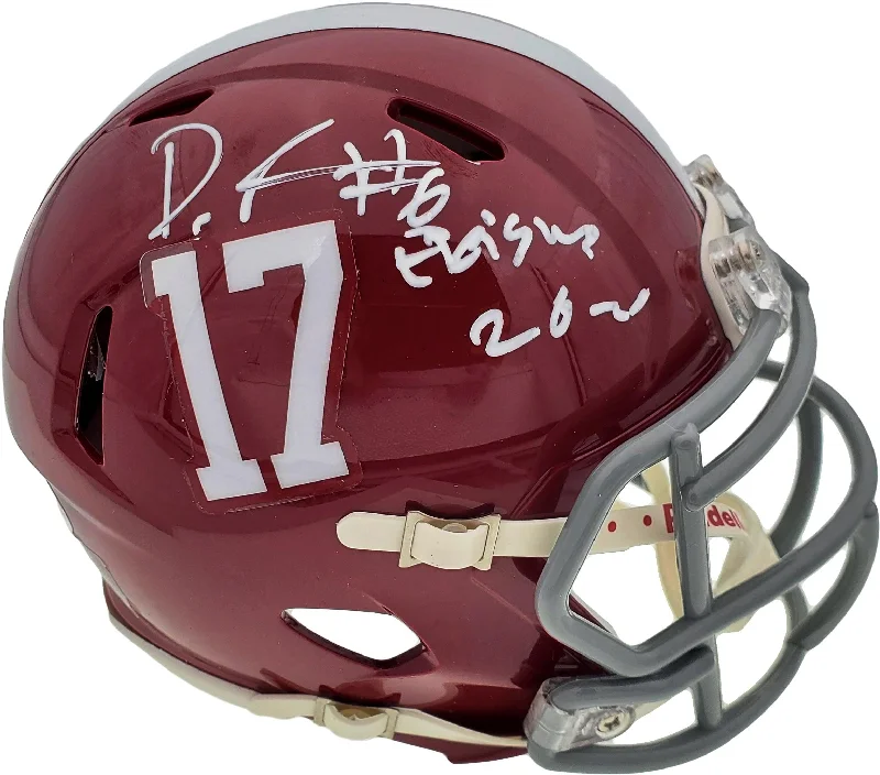 Club Football Helmet-Devonta Smith Autographed Alabama Crimson Tide Speed Mini Helmet "Heisman 2020" Beckett BAS Stock #189552