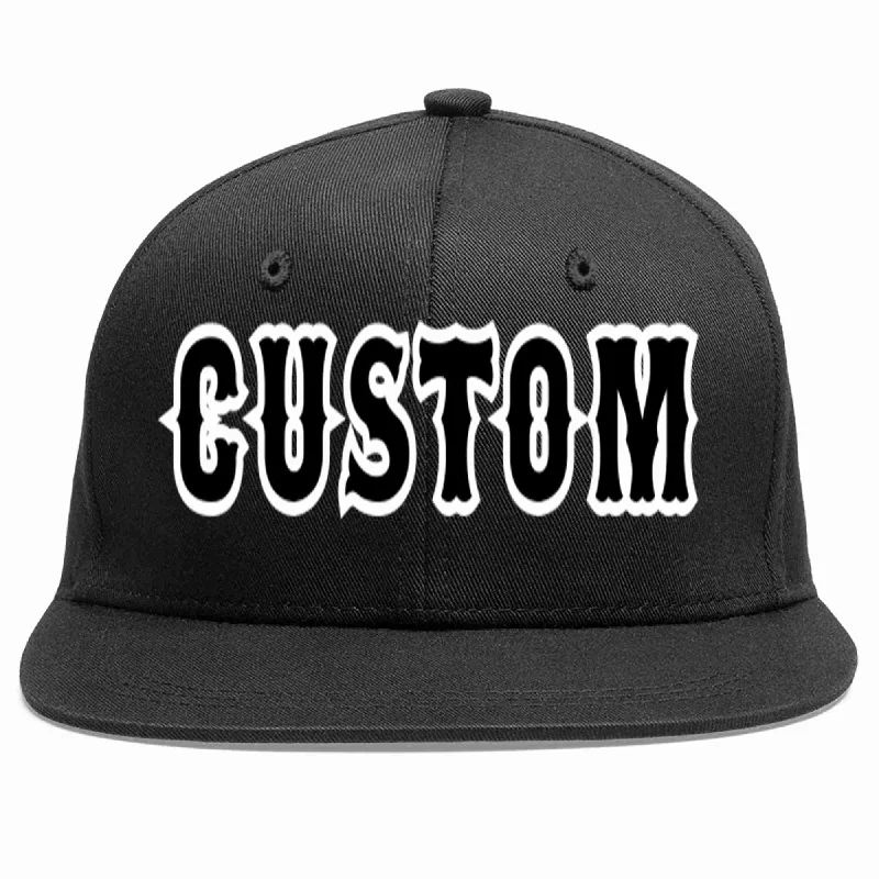 Moisture Wicking Baseball Cap-Custom Black Black-White Casual Sport Baseball Cap