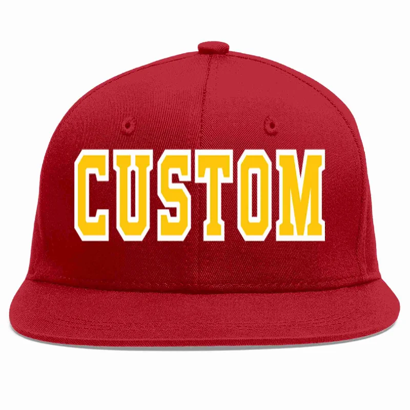 Statement Baseball Cap-Custom Red Gold-White Casual Sport Baseball Cap