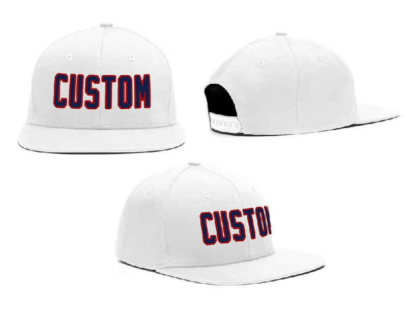 Suede Baseball Cap-Custom White Red-Navy Casual Sport Baseball Cap