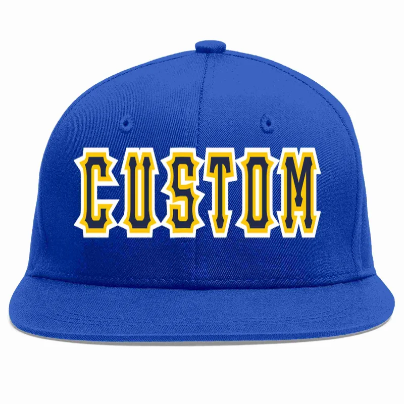 Printed Baseball Cap-Custom Royal Navy-Gold Casual Sport Baseball Cap