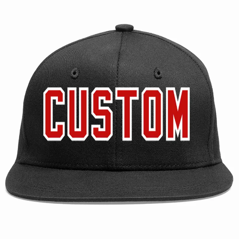 Baseball Team Cap-Custom Black Red-White Casual Sport Baseball Cap