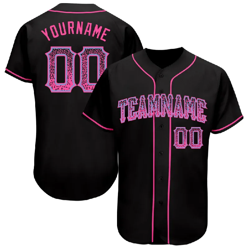 Softball Baseball Jersey-Custom Black Pink-Light Blue Authentic Drift Fashion Baseball Jersey