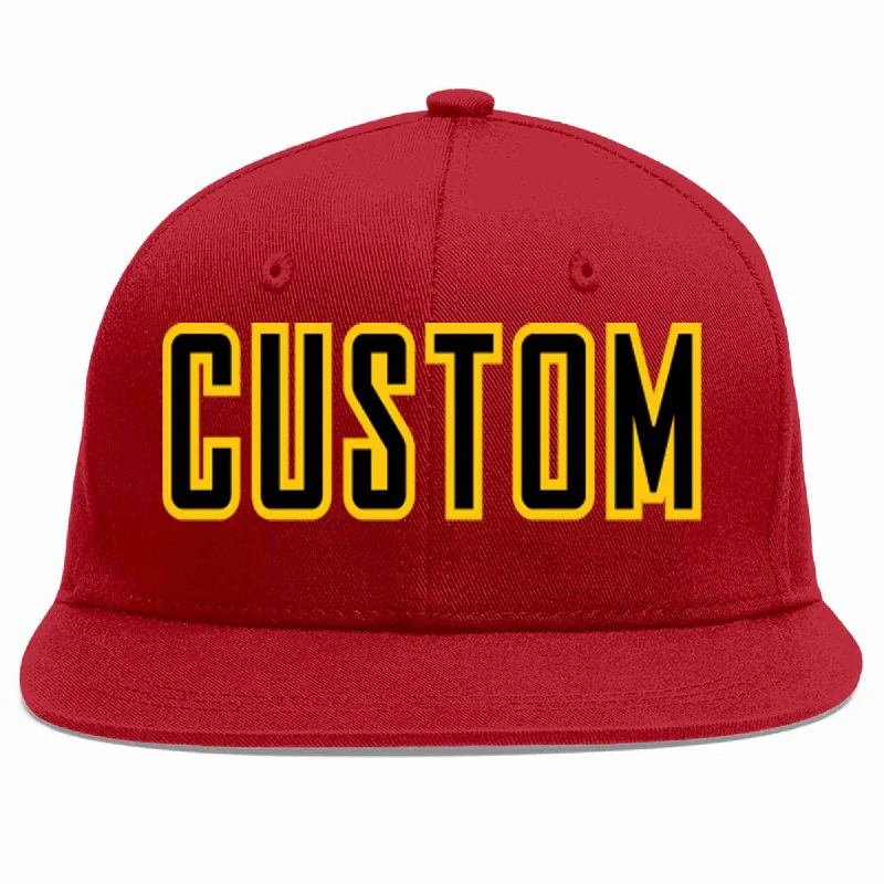 Racing Baseball Cap-Custom Red Black-Gold Casual Sport Baseball Cap