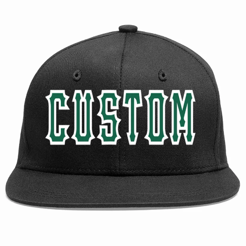 Premium Baseball Cap-Custom Black Kelly Green-White Casual Sport Baseball Cap