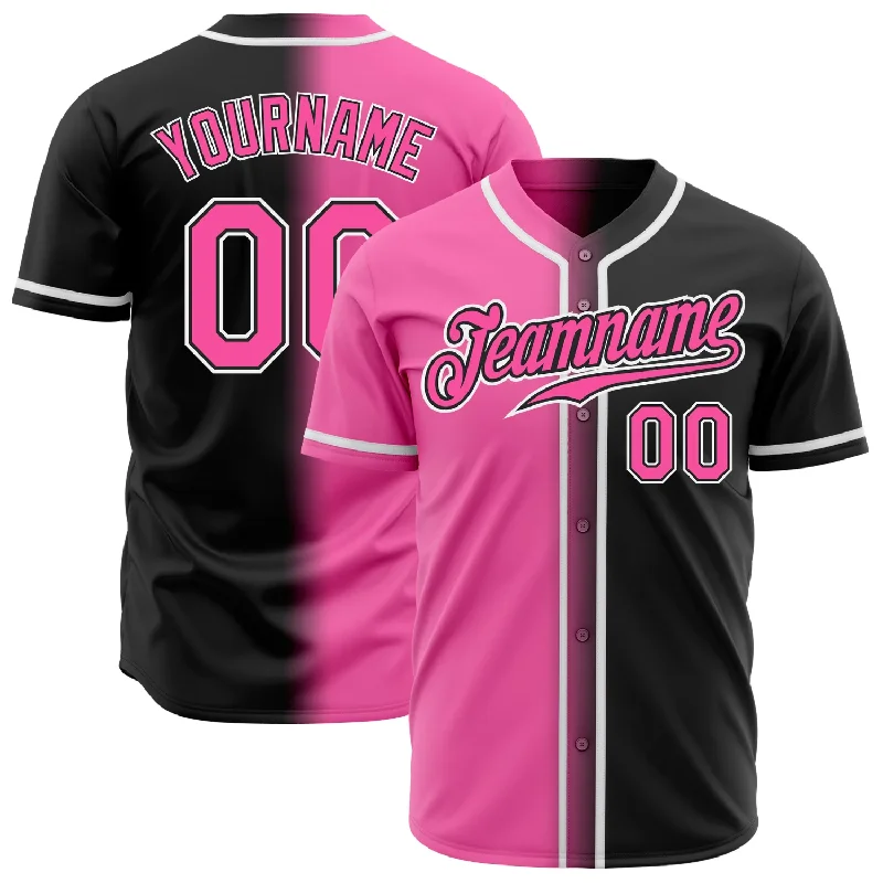 Retro Baseball Jersey-Custom Black Pink-White Authentic Fade Fashion Baseball Jersey