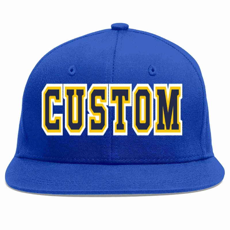 Graphic Baseball Cap-Custom Royal Navy-Gold Casual Sport Baseball Cap