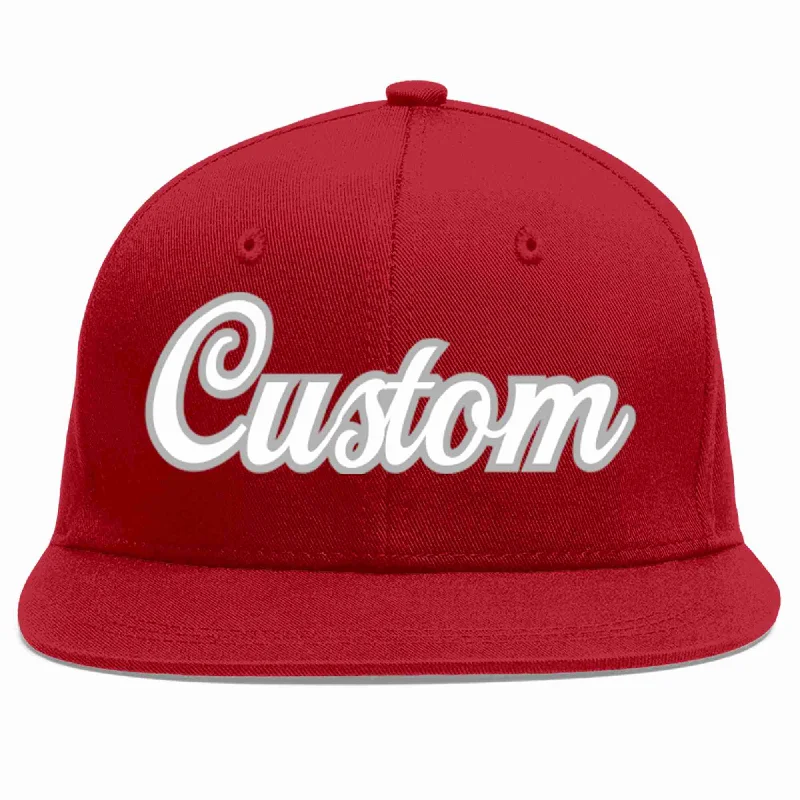 Basketball Team Baseball Cap-Custom Red White-Gray Casual Sport Baseball Cap