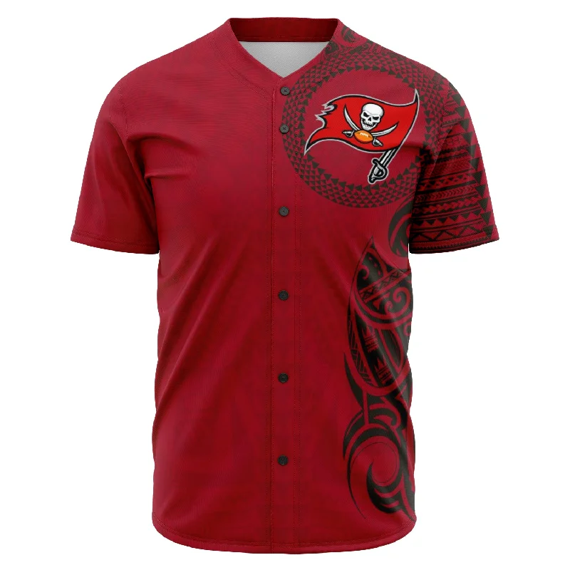 Gradient Baseball Jersey-Tampa Bay Buccaneers Shirt - Polynesian Design Buccaneers Shirt