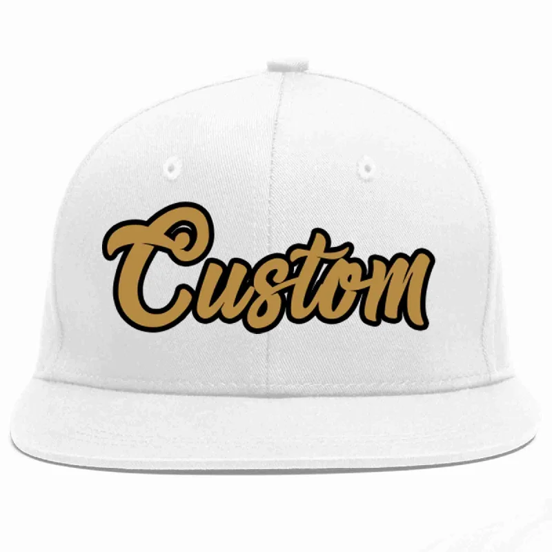 Streetwear Baseball Cap-Custom White Old Gold-Black Casual Sport Baseball Cap