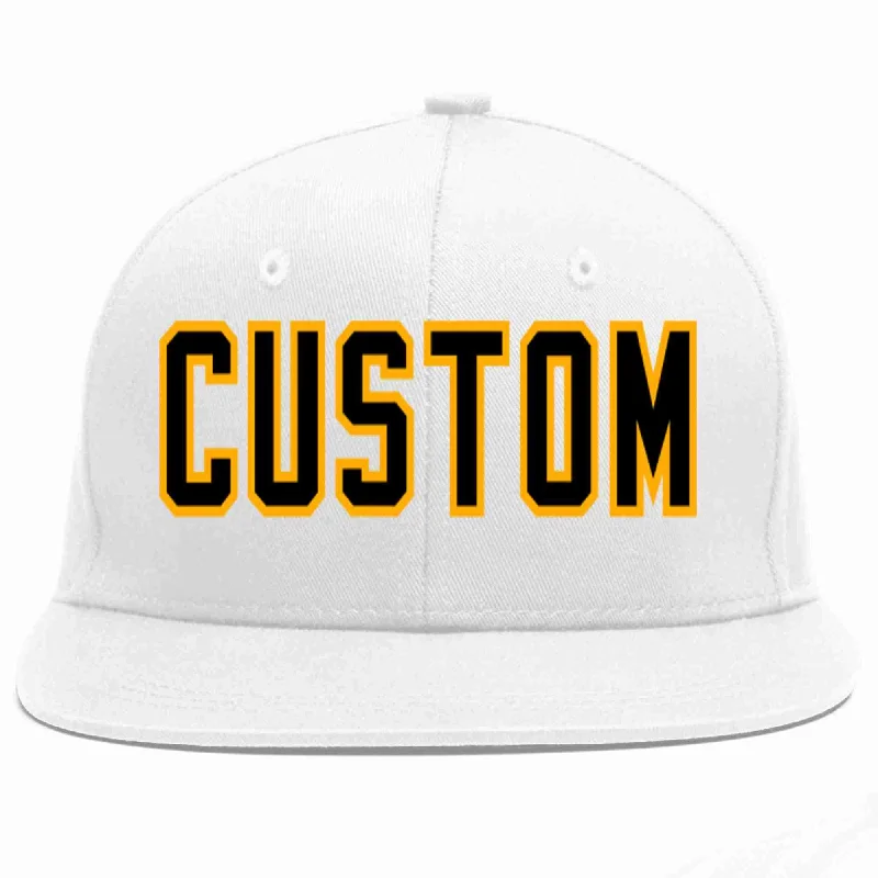 Performance Baseball Cap-Custom White Black-Yellow Casual Sport Baseball Cap