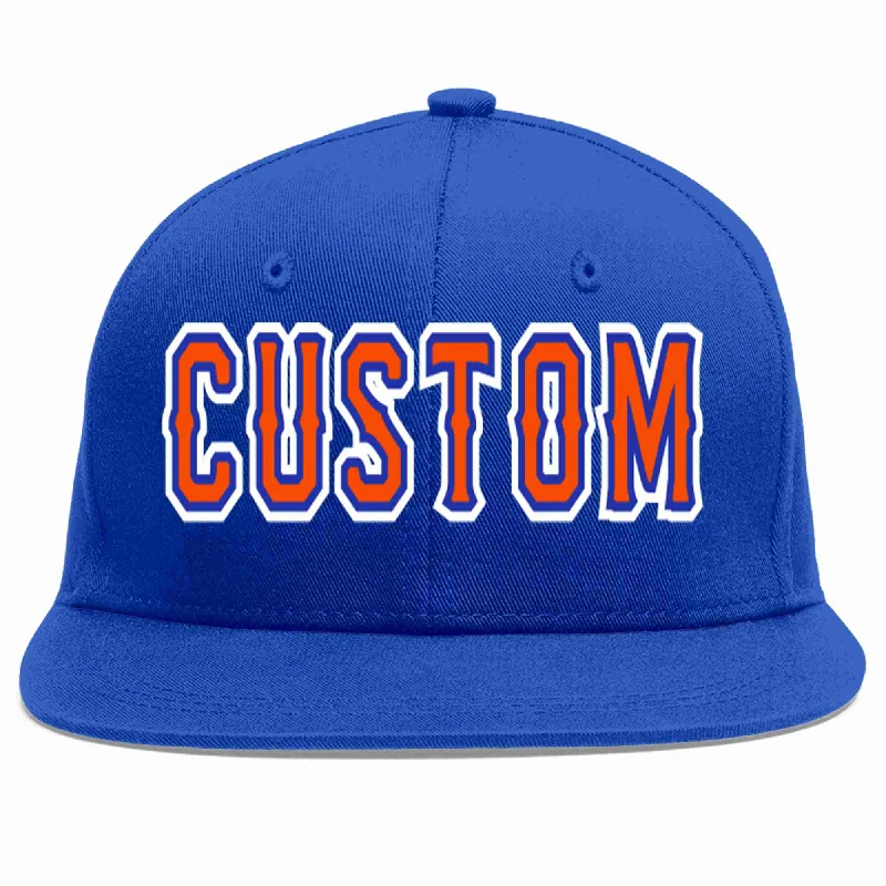 High Crown Baseball Cap-Custom Royal Orange-Royal Casual Sport Baseball Cap