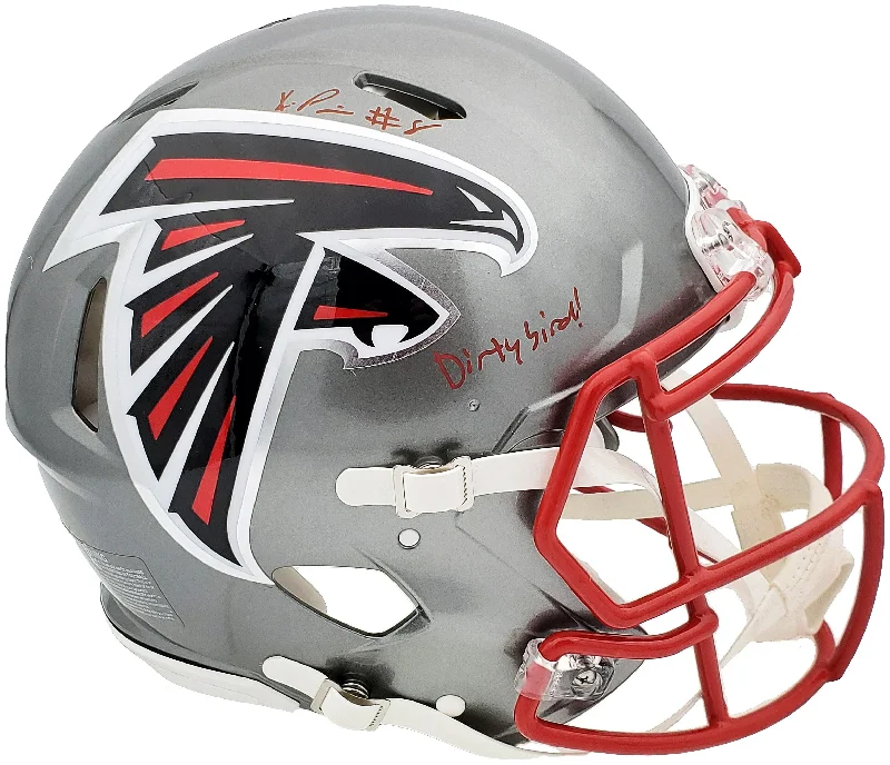 Green Football Helmet-Kyle Pitts Autographed Atlanta Falcons Flash Silver Full Size Authentic Speed Helmet "Dirty Bird" Beckett BAS QR Stock #197066