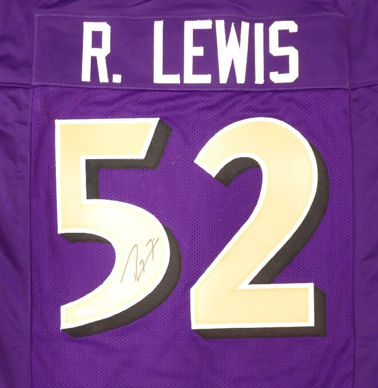 NFL Style Football Helmet-Baltimore Ravens Ray Lewis Autographed Purple Jersey JSA Stock #193495