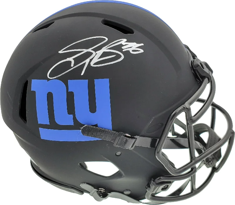 High School Football Helmet-Saquon Barkley Autographed New York Giants Eclipse Black Full Size Authentic Speed Helmet Beckett BAS Stock #192185