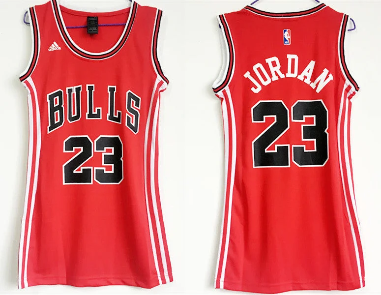 Polyester Basketball Jersey-Bulls 23 Michael Jordan Red Women Swingman Basketball Jersey