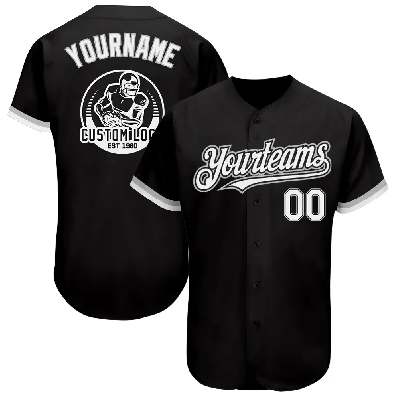 Matte Baseball Jersey-Custom Black White-Gray Authentic Baseball Jersey