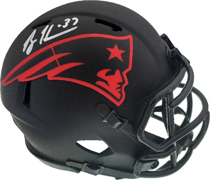 Purple Football Helmet-Rodney Harrison Autographed New England Patriots Eclipse Black Speed Mini Helmet Beckett BAS QR Stock #193940