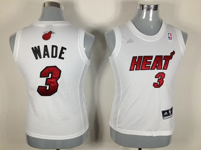 Sublimated Basketball Jersey-Heat 3 Wade White New Fabric Women Basketball Jersey