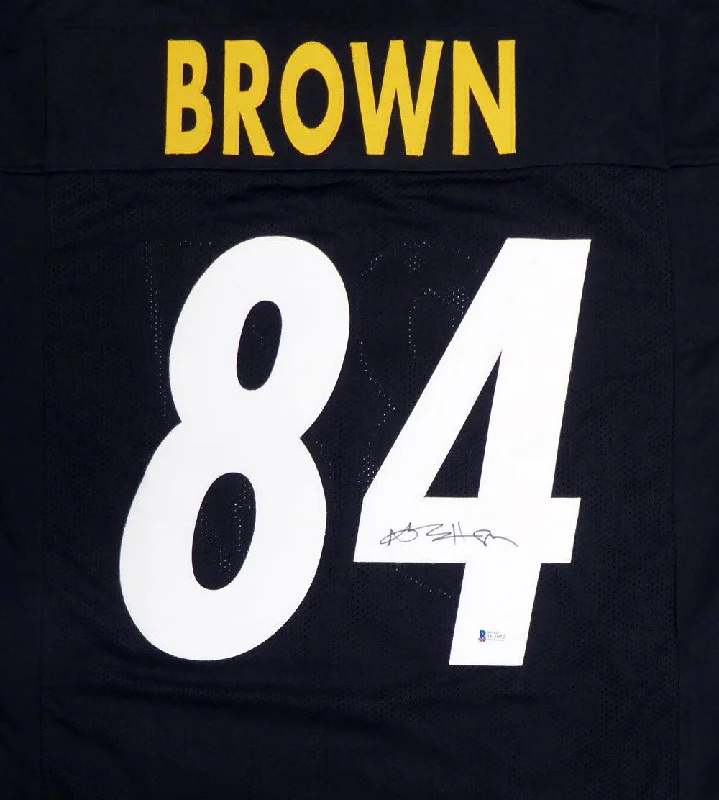 Purple Football Helmet-Pittsburgh Steelers Antonio Brown Autographed Black Jersey Beckett BAS Stock #126633