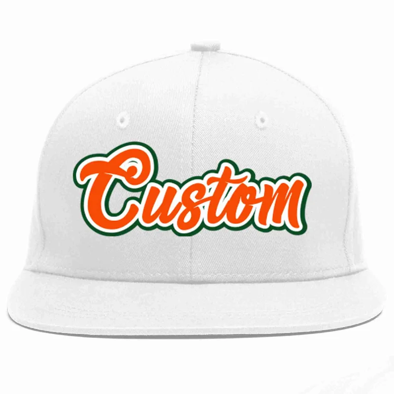 Color Block Baseball Cap-Custom White Orange-White Casual Sport Baseball Cap