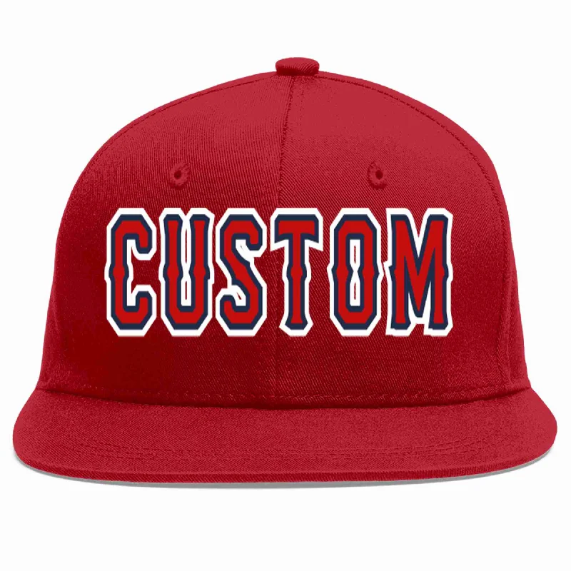 Structured Baseball Cap-Custom Red Red-Navy Casual Sport Baseball Cap