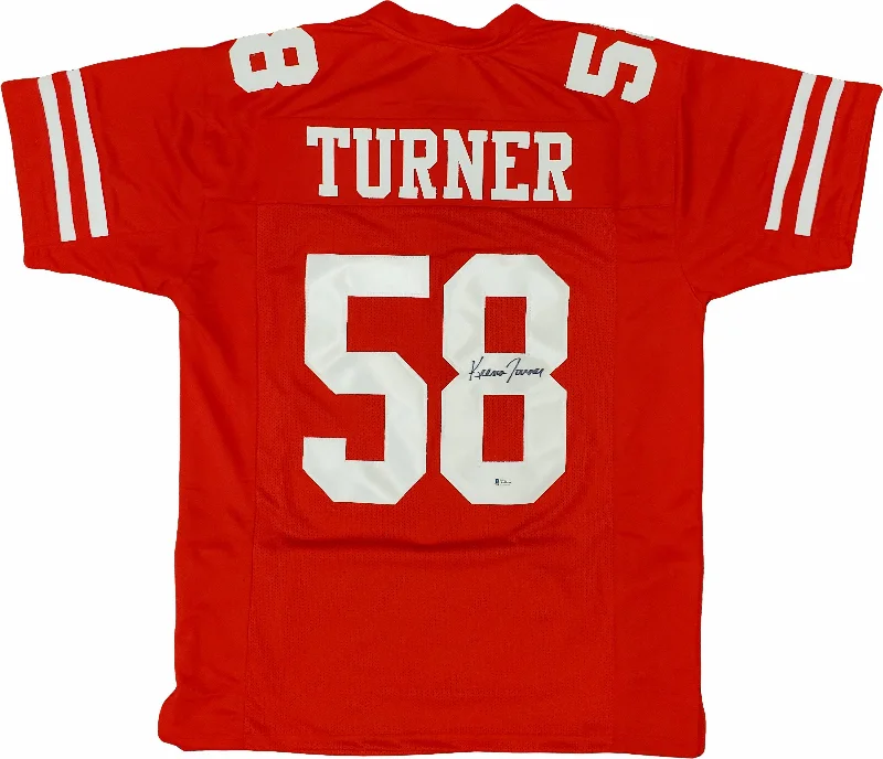 League Football Helmet-San Francisco 49ers Keena Turner Autographed Red Jersey Beckett BAS Stock #195246