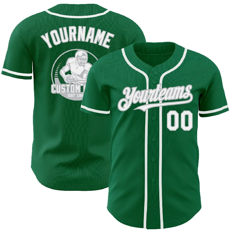 Tournament Baseball Jersey-Custom Kelly Green White-Gray Authentic Baseball Jersey