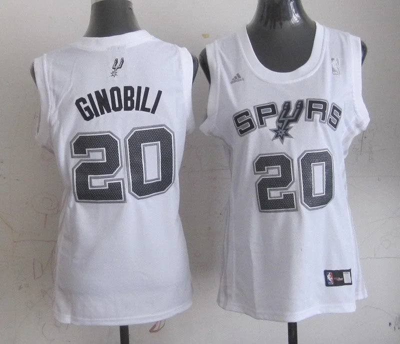 Tie-Dye Basketball Jersey-Spurs 20 Ginobili White Women Basketball Jersey