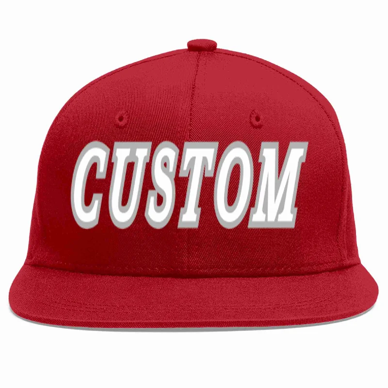 Durable Baseball Cap-Custom Red White-Gray Casual Sport Baseball Cap