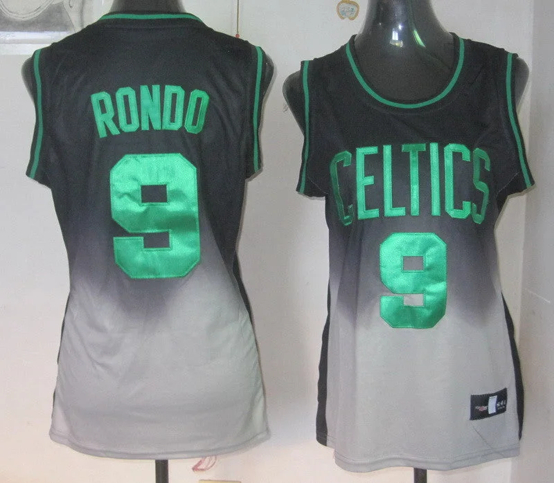 Embroidered Basketball Jersey-Celtics 9 Rondo Fadeaway Women Basketball Jersey