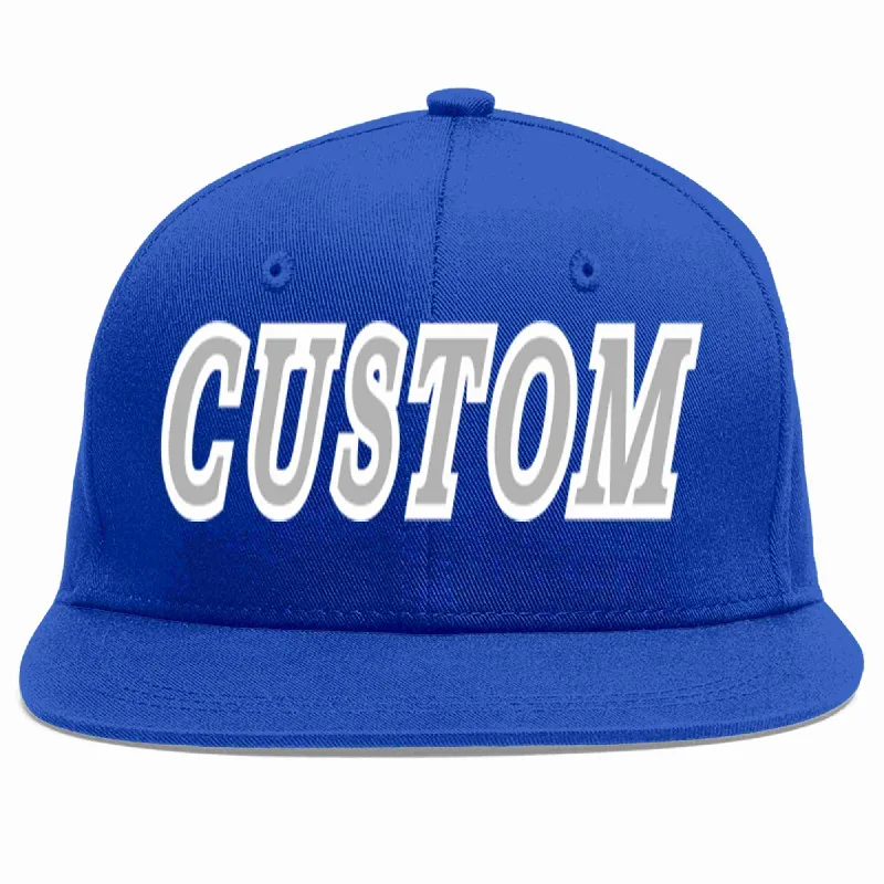 Premium Baseball Cap-Custom Royal Gray-White Casual Sport Baseball Cap