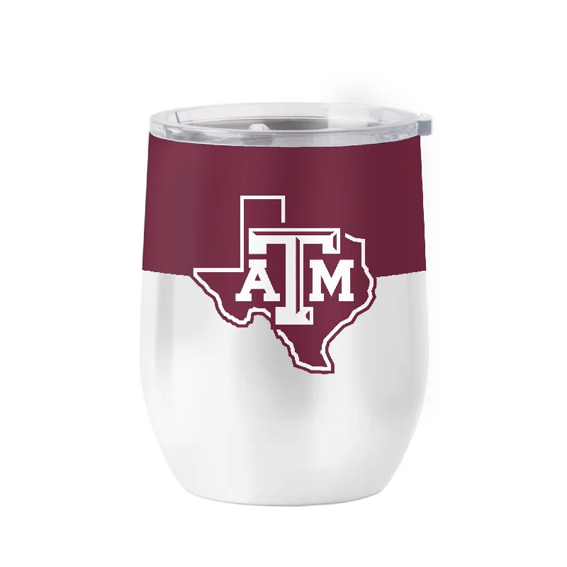 Wide Rim Team Mug-Texas A&M 16oz Colorblock Stainless Curved Beverage