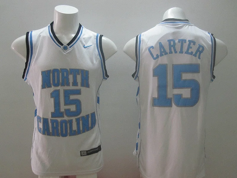 Crew Neck Basketball Jersey-North Carolina 15 Carter White New Revolution 30 Women Basketball Jersey