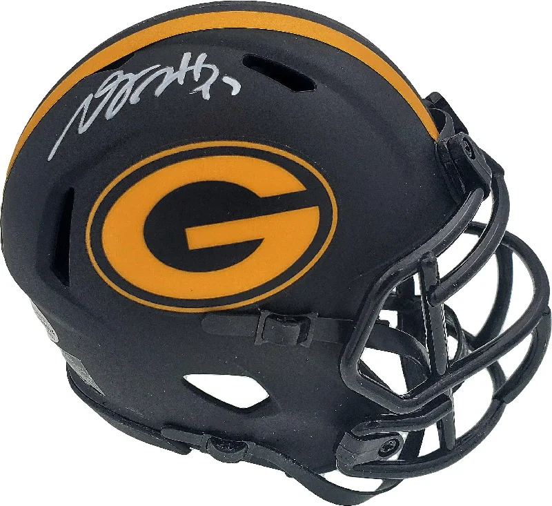 Shock Absorbing Football Helmet-Davante Adams Autographed Eclipse Black Green Bay Packers Speed Mini Helmet Beckett BAS Stock #185814